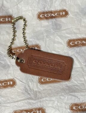 Vintage 70's 80's Coach Leatherware British Tan 2.25 Inch Hang Tag Bag Charm